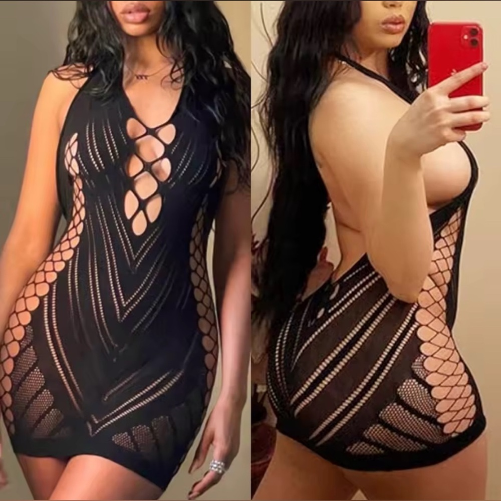 Sexy Dress Lingerie Bodystocking Thick Open-Back Hot Seductive Stripper Skirt
